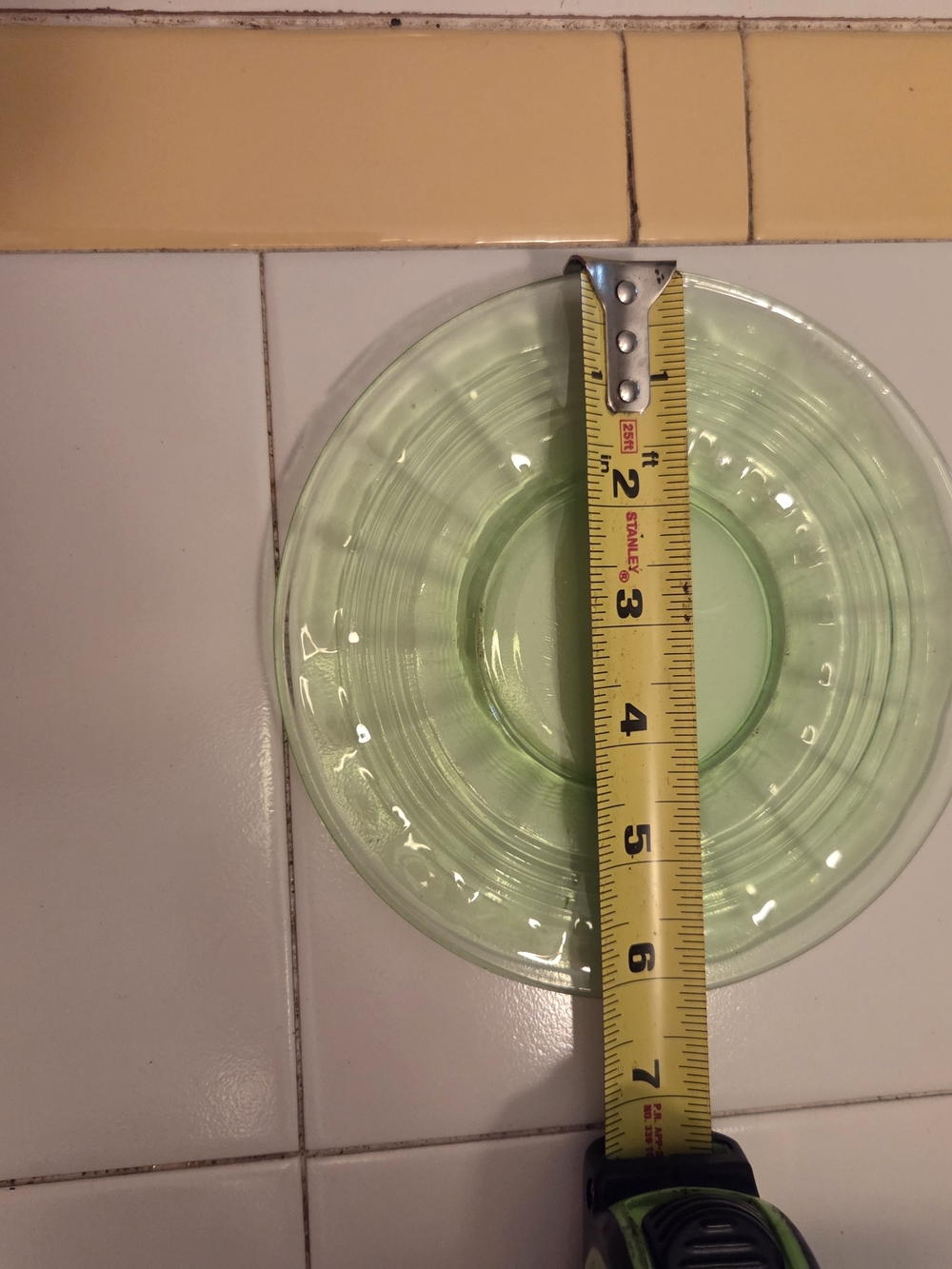 Vintage Vaseline Uranium Green Glass Trinket Plate - Picture 3 of 3